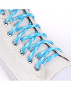 Шнурки для обуви пара круглые d 5 мм 120 см цвет голубой белый Onlitop