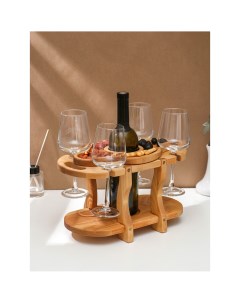 Столик поднос для вина со сьемной менажницей на 4 персоны 35 19 1 8 см высота 21 см береза Adelica