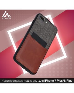 Чехол luazon для iphone 7 plus 8 plus с отсеком под карты текстиль кожзам красный Luazon home