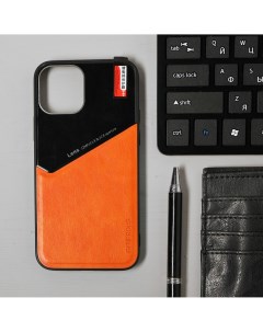 Чехол luazon для iphone 12 12 pro поддержка magsafe вставка из стекла и кожи оранжевый Luazon home