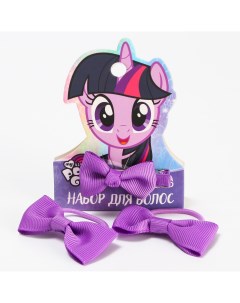 Набор аксессуаров для волос 3 шт резинка и заколка фиолетовая my little pony Hasbro