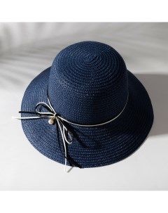 Шляпа с бантиком цвет темно синий р р 56 58 Minaku