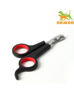 Ножницы когтерезы с упором для пальца отверстие 6 мм черные с красным Пижон