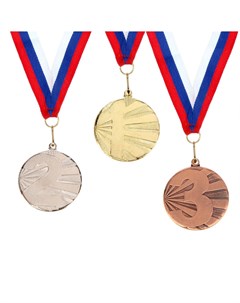 Медаль призовая 045 диам 4 5 см 3 место цвет бронз с лентой Командор