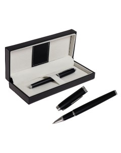 Ручка подарочная шариковая в кожзам футляре корпус черный с серебром Calligrata