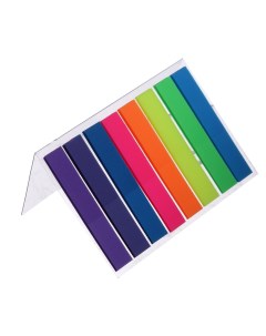 Блок закладка с липким краем 8 мм х 45 мм пластик 8 цветов по 20 листов флуоресцентный Calligrata