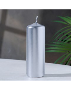 Свеча цилиндр 4х12 см 20ч серебро Дарим красиво
