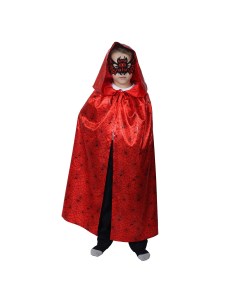 Карнавальный плащ с капюшоном паутина на красном атлас длина 85 см маска Страна карнавалия