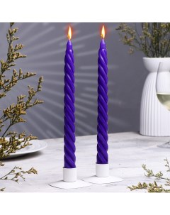 Набор свечей витых 2 2х 25 см лакированная 2 штуки фиолетовый Дарим красиво