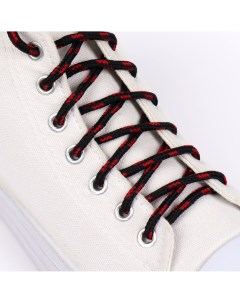 Шнурки для обуви пара круглые d 5 мм 120 см цвет черный красный Onlitop