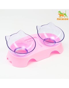 Миски пластиковые на розовой подставке 30 х 15 5 х 12 см прозрачные Пижон