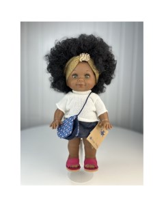 Кукла Бетти темнокожая в джинсовой юбке и белой кофте 30 см Lamagik s.l.