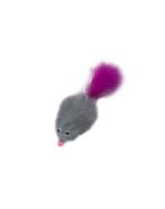 Игрушка для кошек мышь с перьями серая Semi