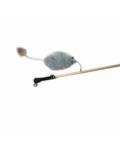 Игрушка махалка для кошек мышь с трубочкой и норкой на веревке серая Semi