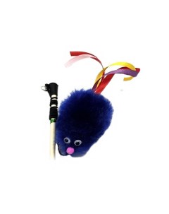 Игрушка махалка для кошек мышь с лентами на веревке синяя Semi