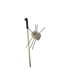 Игрушка махалка для кошек паук 2 на веревке звенящая из натуральной норки белая Semi