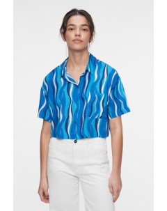 Блузка рубашка вискозная укороченная с принтом Befree