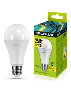Лампа светодиодная E27 25 Вт 225 Вт груша 3000 К свет теплый белый Ergolux