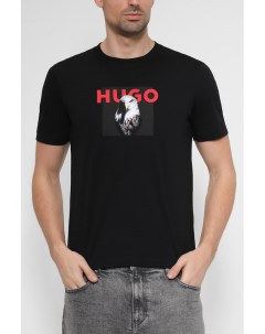 Хлопковая футболка с принтом Hugo