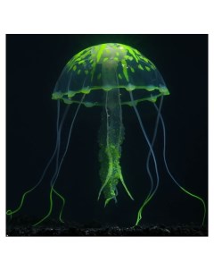 Декор для аквариума медуза силиконовая с неоновым эффектом 10 х 10 х 20 5 см желтая Nnb
