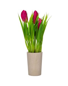 Растение искусственное Тюльпаны mini 21 см керамическое кашпо в ассортименте Green belt