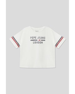 Хлопковая футболка с текстовым принтом Pepe jeans