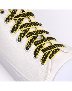 Шнурки для обуви пара плоские 10 мм 120 см цвет черный желтый Onlitop