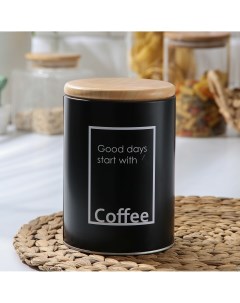 Банка для сыпучих продуктов кофе lifestyle 11 15 5 см цвет черный Nobrand