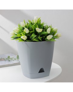 Горшок для цветов с прикорневым поливом amsterdam 2 5 л d 17 см h 16 5 см цвет серый Nobrand