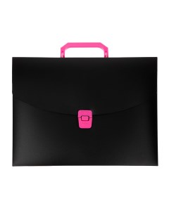Папка портфель а4 700 мкм 1 отделение черный с розовыми элементами отделки Calligrata
