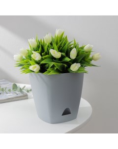 Горшок для цветов с прикорневым поливом amsterdam 1 35 л d 14 см h 13 см цвет серый Nobrand