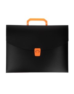 Папка портфель а4 700 мкм 1 отделение черный с оранжевыми элементами отделки Calligrata