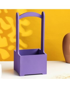 Кашпо ящик деревянный 13 5х13 5х30 см фиолетовый Дарим красиво