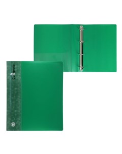 Папка на 4 кольцах а4 40 мм 700 мкм пластик внутренний карман карман на корешок зеленая Calligrata