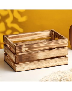 Кашпо ящик деревянный 30х20х14 5 см обожженный Дарим красиво