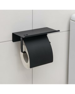 Держатель для туалетной бумаги с полочкой 18 10 3 14 см цвет черный Nobrand