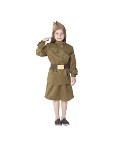 Костюм военный для девочки гимнастерка юбка ремень пилотка рост 152 см р р 40 Страна карнавалия