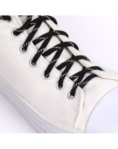 Шнурки для обуви пара круглые d 6 мм 120 см цвет черный белый Onlitop