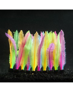 Растение силиконовое аквариумное светящееся в темноте 14 х 10 см разноцветное Nobrand