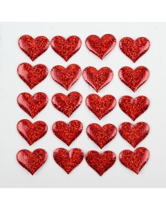 Сердечки декоративные набор 20 шт размер 1 шт 3 5 2 5 см цвет красный Страна карнавалия