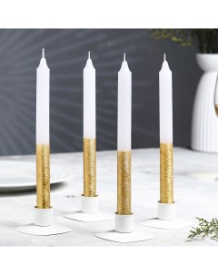 Набор свечей классических 1 9х 20 см 4 шт бело золотой металлик Дарим красиво