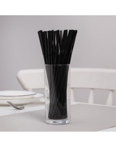 Трубочки одноразовые для напитков 21 см d 5 мм 250 шт с гофрой цвет черный Доляна