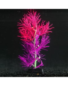 Растение силиконовое аквариумное светящееся в темноте 9 5 х 30 см красно фиолетовое Nobrand