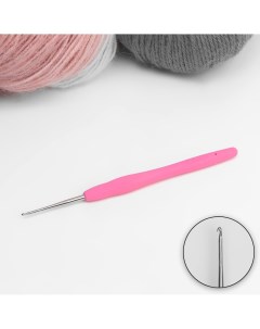 Крючок для вязания с силиконовой ручкой d 1 мм 13 см цвет розовый Арт узор