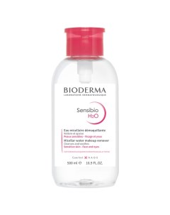 Мицеллярная вода с помпой для очищения нормальной и чувствительной кожи лица Sensibio H2O 500 Bioderma