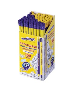 Набор чернографитных карандашей с ластиком Юнландия