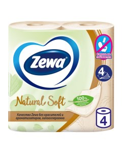 Бумага туалетная Natural Soft 4 х слойная 4 шт Zewa