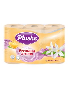 Бумага туалетная Orange Blossom 3 х слойная 6 шт Plushe