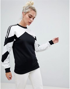 Черный свитшот с контрастными белыми вставками Adidas originals