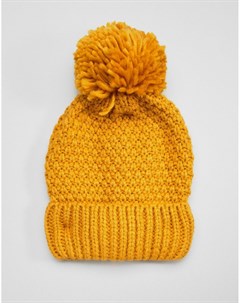 Желтая шапка бини с помпоном Accessorize